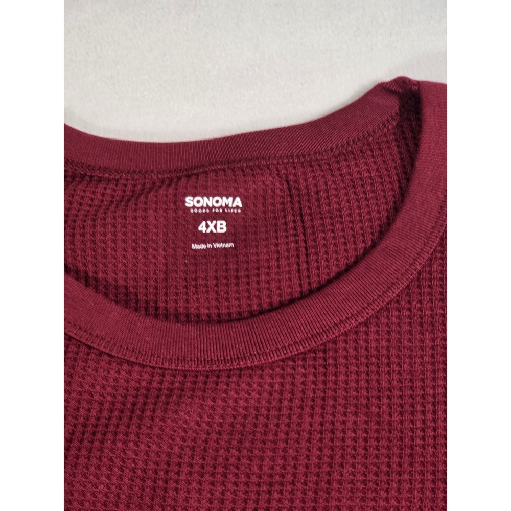 Sonoma Goods For Life Mens 4XB Burgundy Waffle Knit Thermal Long Sleeve Shirt
